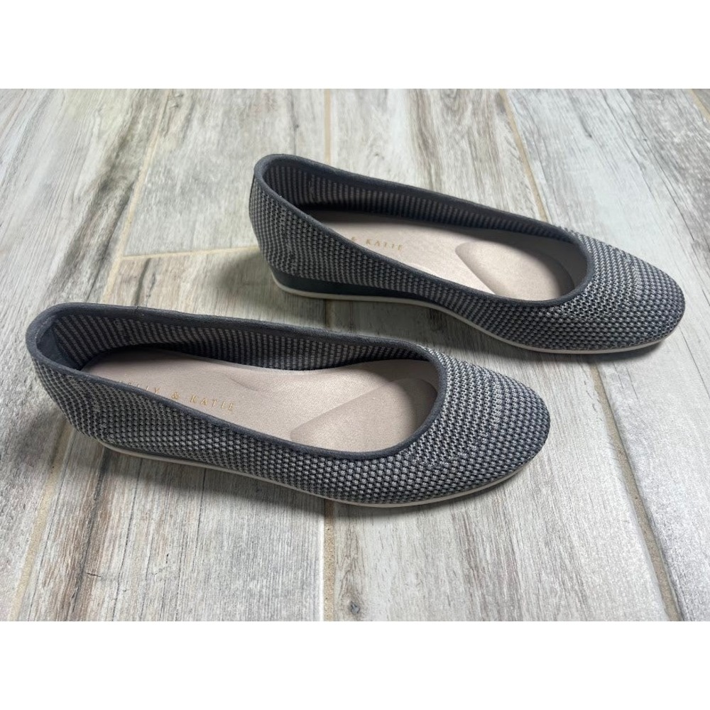 Kelly & Katie Tundra Ballet Flats 8 Gray Womens Knit Woven Comfort Round Toe